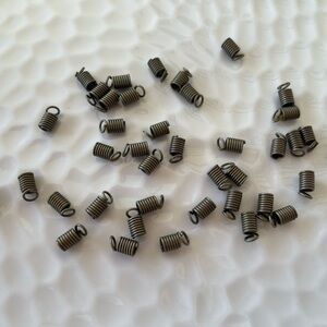 35 Metal Coil Cord Ends, Findings,in Antique Brass Tone for Jewelry Craft Making